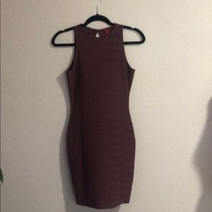 Fitted maroon colored stretchy dress